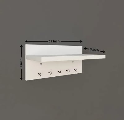 Picture of Wooden Wall Hanging Key Holder for Functional Wall Decoration and Organization-(White)