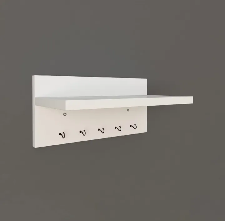 Picture of Wooden Wall Hanging Key Holder for Functional Wall Decoration and Organization-(White)