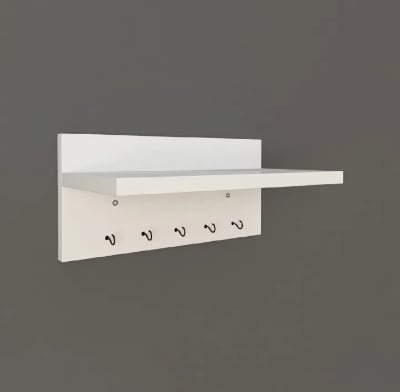 Picture of Wooden Wall Hanging Key Holder for Functional Wall Decoration and Organization-(White)