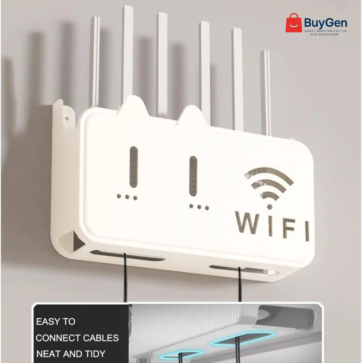 Picture of 1PC Wall Hanging Wireless Wifi Router Shelf Storage Box ABS Plastic Wifi Router Box-(Multicolor)