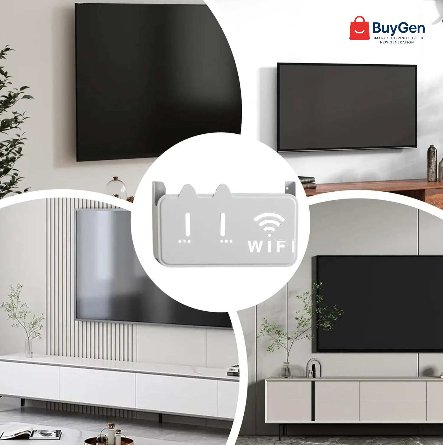 Picture of 1PC Wall Hanging Wireless Wifi Router Shelf Storage Box ABS Plastic Wifi Router Box-(Multicolor)