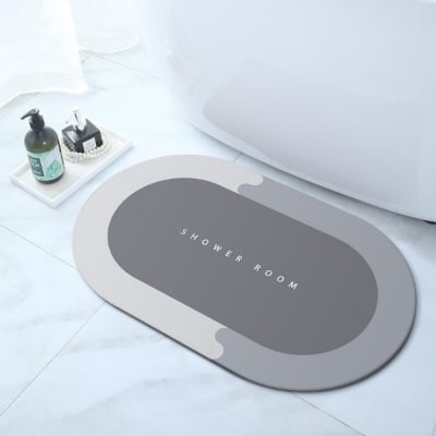 Picture of Bathroom Rugs, Modern Diatomaceous Earth Super Absorbent Quick Dry Grey Bath Mat Non Slip, Thin Bathroom Rugs Fit Under Door, Bathmats Rugs Washable, Bath Mats for Bathroom Floor, Bath Rugs-(Multicolor)