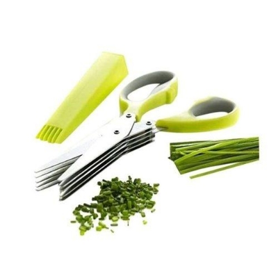 Picture of Vegetable Cutter 5 Blade Scissor - Green and Silver