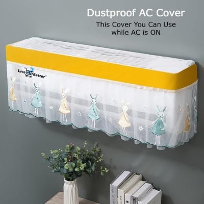 Picture of New Dustproof AC Cover (1 ton & 1.5 Ton & 2 Ton ) Decorative AC Protector Dust Cover Air Conditioner Dustproof Fabric Cover Beautiful Design-(2 Ton)