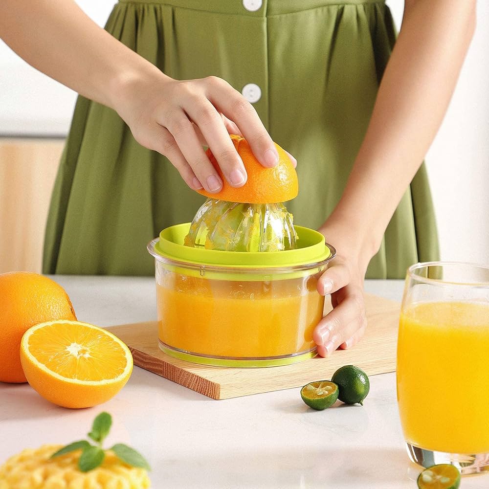 Picture of Citrus Lemon Orange Juicer Manual Hand Squeezer With Built-in Measuring Cup Non-Slip Ginger Garlic Cheese Grater-(Multicolor)