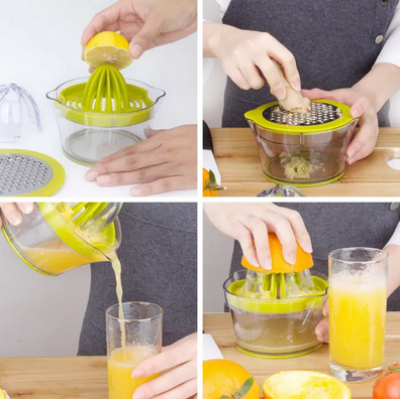 Picture of Citrus Lemon Orange Juicer Manual Hand Squeezer With Built-in Measuring Cup Non-Slip Ginger Garlic Cheese Grater-(Multicolor)