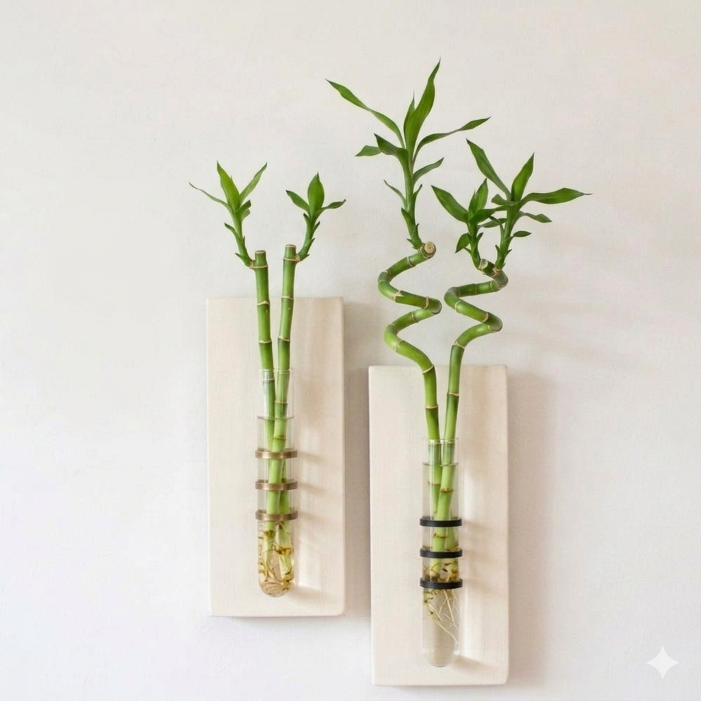 Picture of Minimalist White PVC Board Test Tube Wall Hanging Flower Vase - Set of 2 Pcs (Without Flowers)-(White)