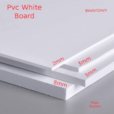 Picture of 3 Pcs 5mm White PVC Board 8x12 Inch | Thick DIY Craft Sheet | Home Decor & Art Base-(White)