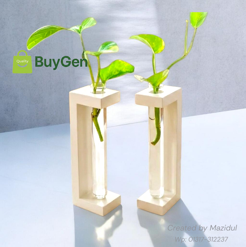 Picture of Modern PVC Test Tube Plant Holder | Minimalist Home & Desk Decor Vase | Table Decoration Stand (Without Plant)-(1 Ps)