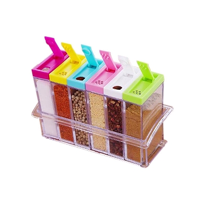 Picture of 6 Pcs Acrylic Garam Masala Spices Storage Box Set - White