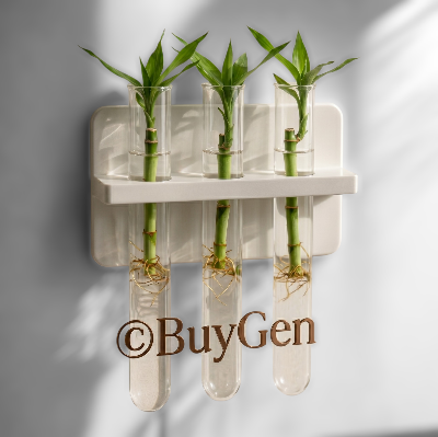 Picture of Modern Wall Mounted Test Tube Vase | Minimal PVC Hydroponic Plant Holder | Aesthetic Home Decor-(Off White)