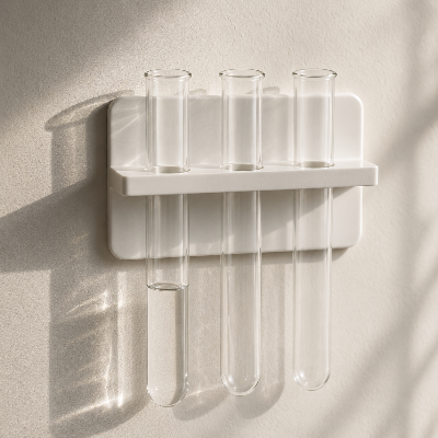 Picture of Modern Wall Mounted Test Tube Vase | Minimal PVC Hydroponic Plant Holder | Aesthetic Home Decor-(Off White)