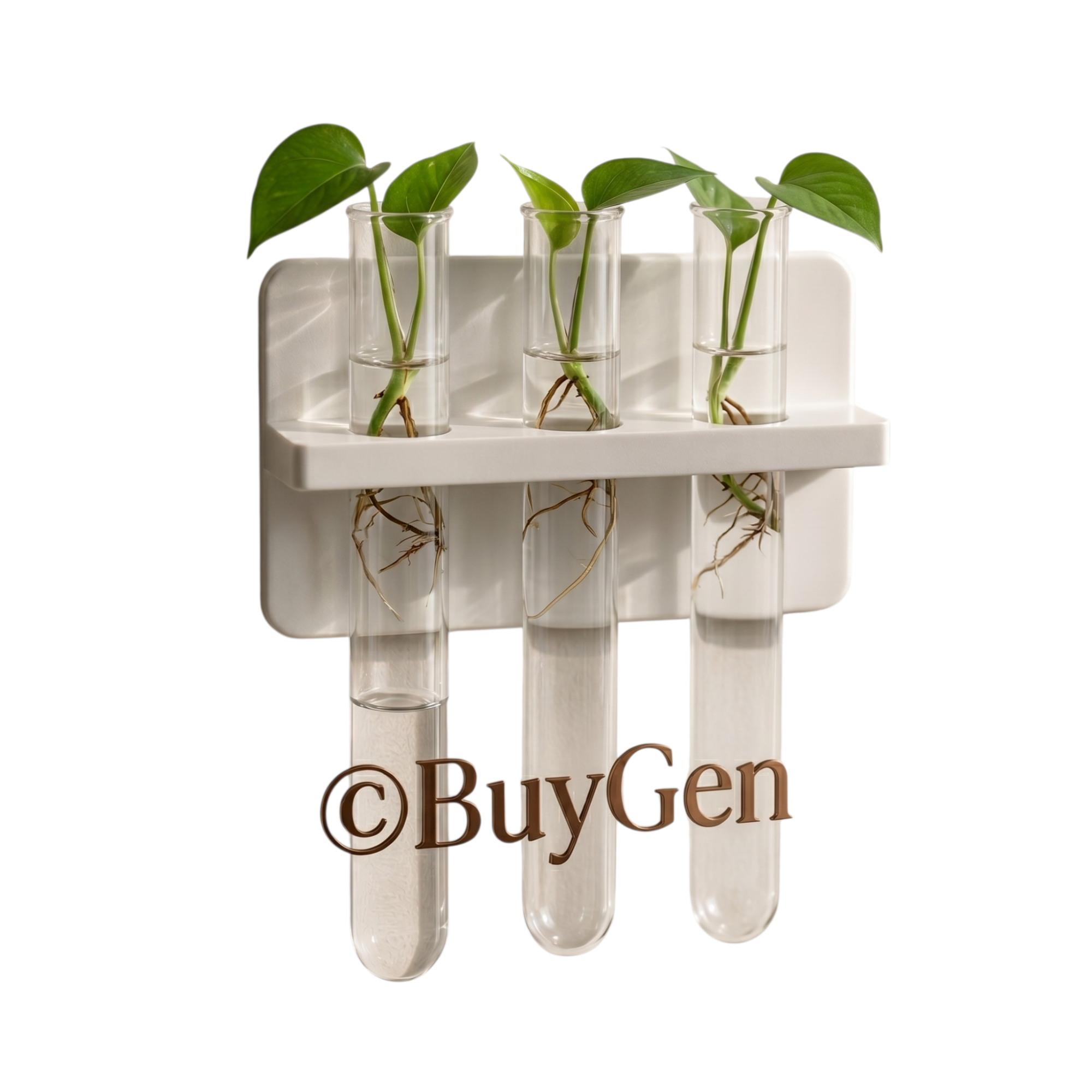 Picture of Modern Wall Mounted Test Tube Vase | Minimal PVC Hydroponic Plant Holder | Aesthetic Home Decor-(Off White)