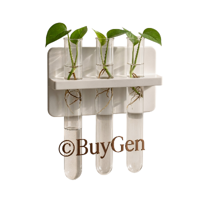 Picture of Modern Wall Mounted Test Tube Vase | Minimal PVC Hydroponic Plant Holder | Aesthetic Home Decor-(Off White)