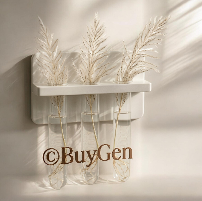 Picture of Modern Wall Mounted Test Tube Vase | Minimal PVC Hydroponic Plant Holder | Aesthetic Home Decor-(Off White)