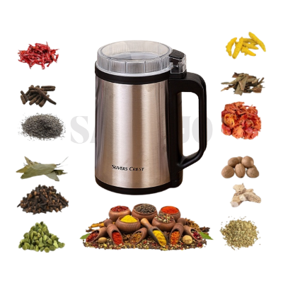 Picture of Silver Crest 3000W Stainless Steel Electric Mini Grinder – Dry & Wet Grinding Machine for Spices, Coffee, Rice & Nuts (High Speed Powerful Motor)-(Silver)