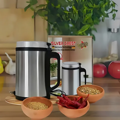 Picture of Silver Crest 3000W Stainless Steel Electric Mini Grinder – Dry & Wet Grinding Machine for Spices, Coffee, Rice & Nuts (High Speed Powerful Motor)-(Silver)