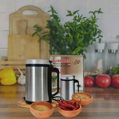 Picture of Silver Crest 3000W Stainless Steel Electric Mini Grinder – Dry & Wet Grinding Machine for Spices, Coffee, Rice & Nuts (High Speed Powerful Motor)-(Silver)