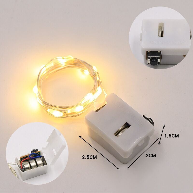 Picture of 2M 20 LED Mini Micro Copper Wire String Light – Warm White | Battery Operated Decorative LED Strip for Billiard Table, Gaming Room, Home & Party Decoration-(Multicolor)