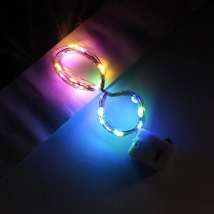 Picture of 2M 20 LED Mini Micro Copper Wire String Light – Warm White | Battery Operated Decorative LED Strip for Billiard Table, Gaming Room, Home & Party Decoration-(Multicolor)