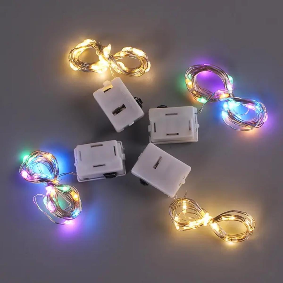 Picture of 2M 20 LED Mini Micro Copper Wire String Light – Warm White | Battery Operated Decorative LED Strip for Billiard Table, Gaming Room, Home & Party Decoration-(Multicolor)