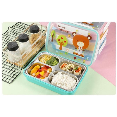 Picture of ONEUP lunch box for kids 304 leak-proof stainless steel lovely cartoon insulation bento box BPA free food storage container