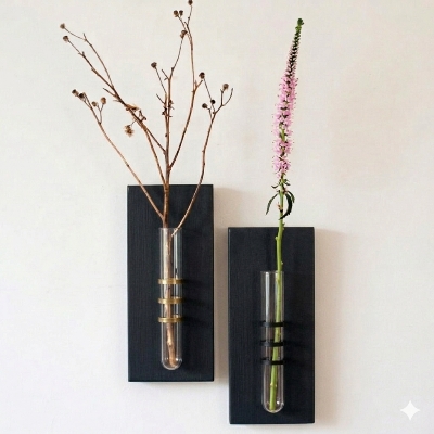 Picture of Premium PVC Board Test Tube Wall Hanging Flower Vase - Set of 2 Pcs (Matte Finish) - Without Flowers