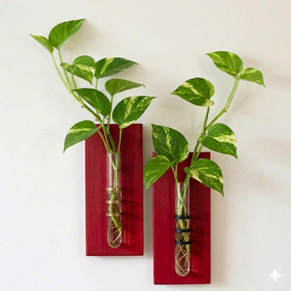 Picture of Premium PVC Board Test Tube Wall Hanging Flower Vase - Set of 2 Pcs (Matte Finish) - Without Flowers