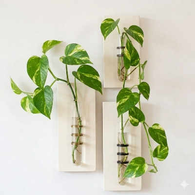 Picture of Premium PVC Board Test Tube Wall Hanging Flower Vase - Set of 2 Pcs (Matte Finish) - Without Flowers
