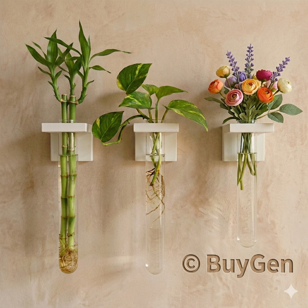 Picture of Wall Mounted Hydroponic Vase | 1/2/3 PCS Test Tube Plant Holder | Waterproof PVC Minimal Home Decor