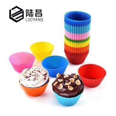 Picture of 12pcs / lot 7cm Muffin Cupcake mold round colorful silicone cupcake shape mold bakeware mold baking tray Cup molds