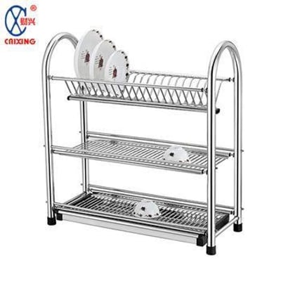 Picture of 3-Tier Dish Drying Rack Dish Drainer Kitchen Stainless Steel Storage  Shelf