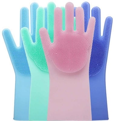 Picture of silicone dish washing kitchen hand Safety gloves