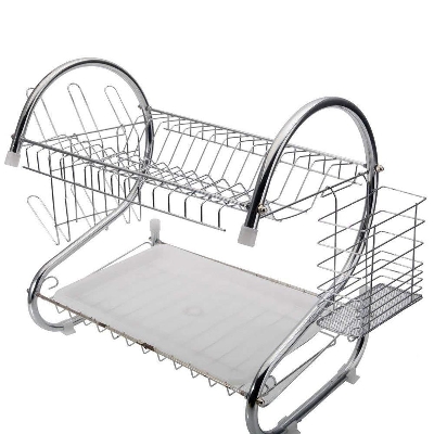 Picture of S Shape 2-Layer Dish Drainer - Black and Silver