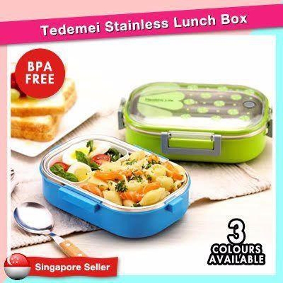 Picture of Tedemei Stainless Steel Single Layer Round Shape Lunch Box Green 1 Containers Lunch Box (920 ml)