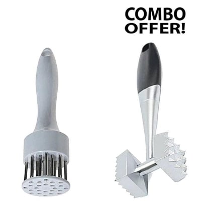 Picture of Meat Tenderizer and Meat Hammer Combo - White and Silver