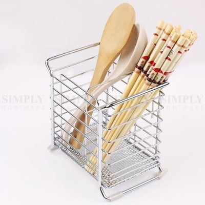 Picture of CUTLERY DRAINER CHROME HOLDER RACK UTENSIL METAL RACKS DRYING KITCHEN SINK CADDY