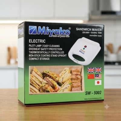 Picture of Miyako Sandwich Maker SW-5002 | 750W Non-Stick Toaster | Compact & Easy to Clean
