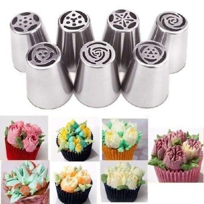 Picture of 7 Pcs/Set Stainless Steel Nozzles For Cake Decoration