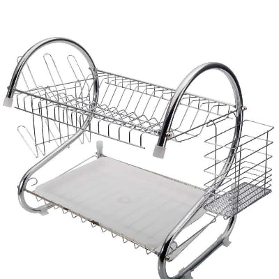 Picture of S Shape 2-Layer Dish Drainer - Black and Silver
