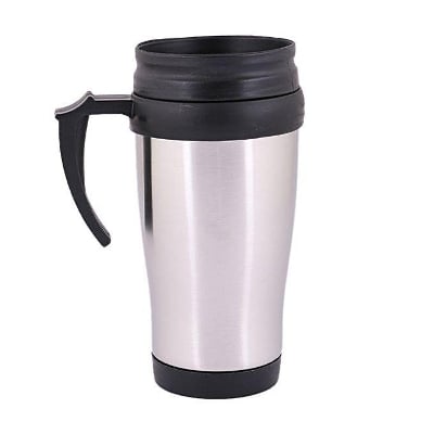 Picture of Plastic Travel Mug - Silver and Black