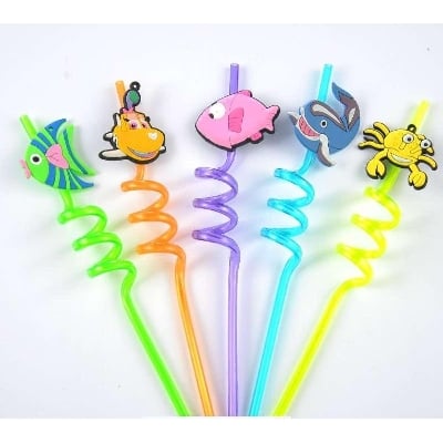 Picture of Cute Cartoon Fish Drinking Straw - 4 pcs