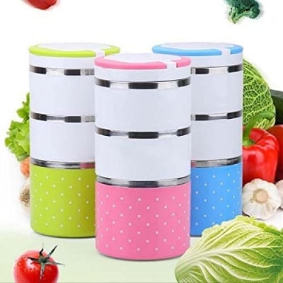 Picture of 3 Layer Round Lunch Box - Multicolor
