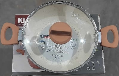 Picture of Kiam Ceramic Granite Karai With Glass Lid 26 cm (Induction Bottom)