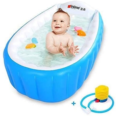 Picture of Intime Inflatable Baby Bath Tub, Baby Children Shower Tub with pumper