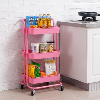 Picture of 3 Layers Storage Rack Kitchen Trolley Movable Shelf Home STORAG BOX Bathroom Organizer With Wheels