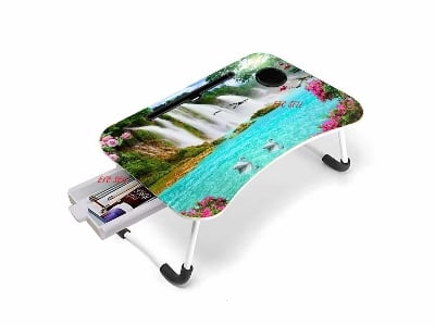 Picture of Multi-Function printed Computer Laptop Desk Table With Drawer laptop pc stand table for bed mini portable table