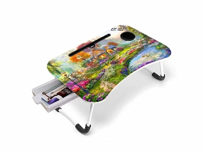 Picture of Multi-Function printed Computer Laptop Desk Table With Drawer laptop pc stand table for bed mini portable table