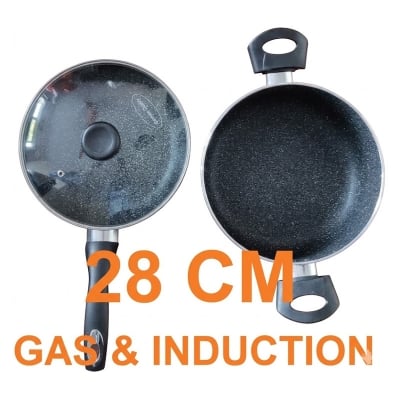 Picture of Prestiege Deluxe Granite (Set of 3 Pieces Sos Pan & Fry pan with 1 Lid) Induction Bottom (Multicolor28)