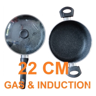 Picture of Prestiege Deluxe Granite (Set of 3 Pieces Sos Pan & Fry pan with 1 Lid) Induction Bottom (Multicolor22)